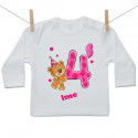 Majica s dugim rukavom Imam 4 godine s medvjedićem za djevojčice