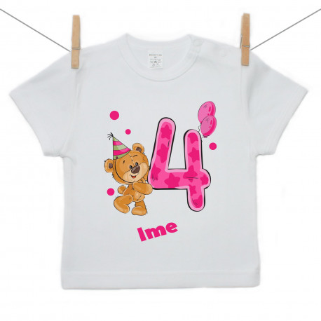 Majica s kratkim rukavom Imam 4 godine s medvjedićem za djevojčice