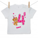 Majica s kratkim rukavom Imam 4 godine s medvjedićem za djevojčice
