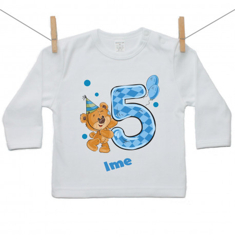 Majica s dugim rukavom Imam 5 godina s medvjedićem za dječake