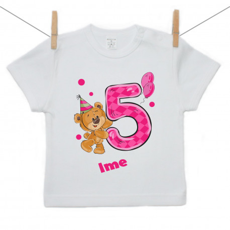 Majica s kratkim rukavom Imam 5 godina s medvjedićem za djevojčice