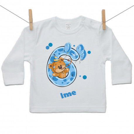 Majica s dugim rukavom Imam 6 godina s medvjedićem za dječake