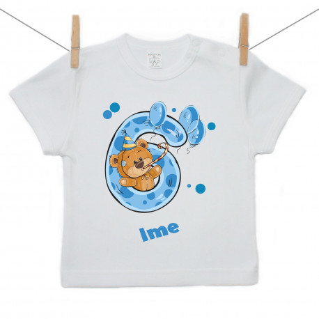 Majica s kratkim rukavom Imam 6 godina s medvjedićem za dječake