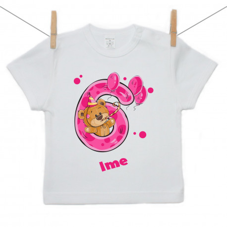 Majica s kratkim rukavom Imam 6 godina s medvjedićem za djevojčice