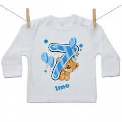 Majica s dugim rukavom Imam 7 godina s medvjedićem za dječake