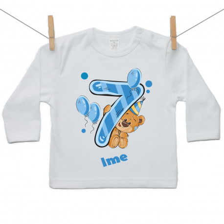 Majica s dugim rukavom Imam 7 godina s medvjedićem za dječake