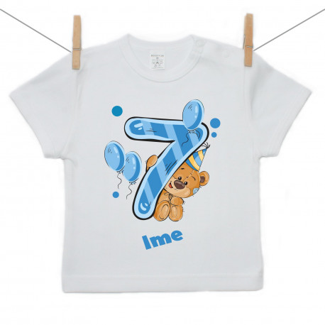 Majica s kratkim rukavom Imam 7 godina s medvjedićem za dječake
