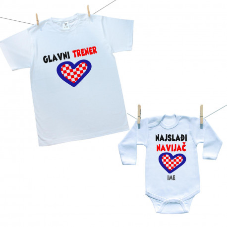 Obiteljski set (bodije s dugim rukavom) Glavni trener i njegov najslađi navijač