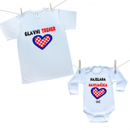 Obiteljski set (bodije s dugim rukavom) Glavni trener i njegova najslađa navijačica