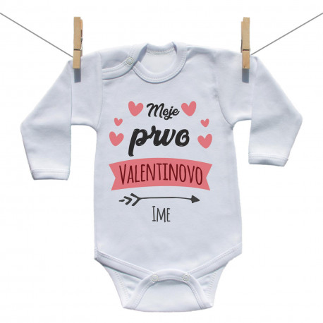 Bodije s dugim rukavom Moje prvo Valentinovo sa srčekom