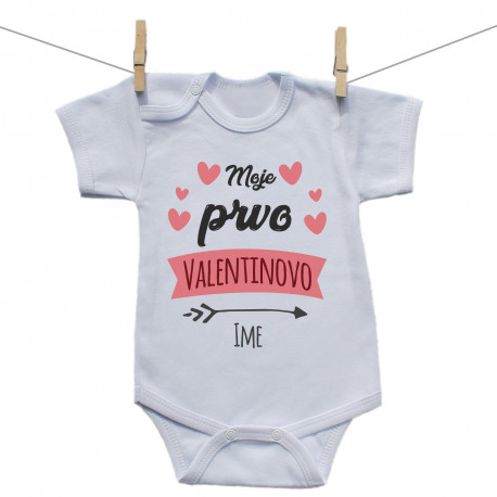 Bodije s kratkim rukavom Moje prvo Valentinovo sa srčekom