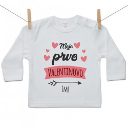 Majica s dugim rukavom Moje prvo Valentinovo sa srčekom