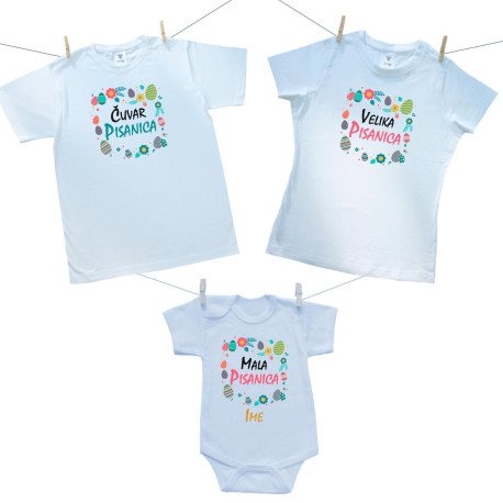 Obiteljski set (bodije s kratkim rukavom) Pisanice