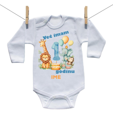 Bodije s dugim rukavom Već imam 1 godinu Safari Bodije s dugim rukavom Već imam 1 godinu Safari