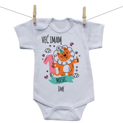 Bodije s kratkim rukavom Već imam 1 mjesec sa životinjicom