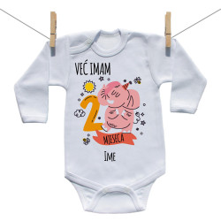 Bodije s dugim rukavom Već imam 2 mjeseca sa životinjicom