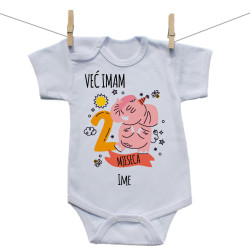 Bodije s kratkim rukavom Već imam 2 mjeseca sa životinjicom