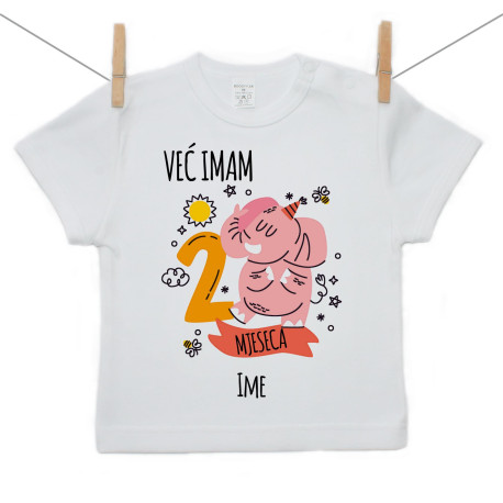 Majica s kratkim rukavom Već imam 2 mjeseca sa životinjicom Majica s kratkim rukavom Već imam 2 mjeseca sa životinjicom