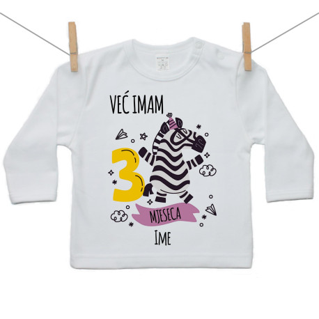 Majica s dugim rukavom Već imam 3 mjeseca sa životinjicom Majica s dugim rukavom Već imam 3 mjeseca sa životinjicom