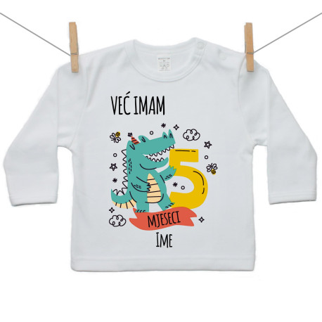 Majica s dugim rukavom Već imam 5 mjeseci sa životinjom Majica s dugim rukavom Već imam 5 mjeseci sa životinjom