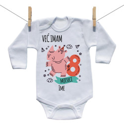 Bodije s dugim rukavom Već imam 8 mjeseci sa životinjicom