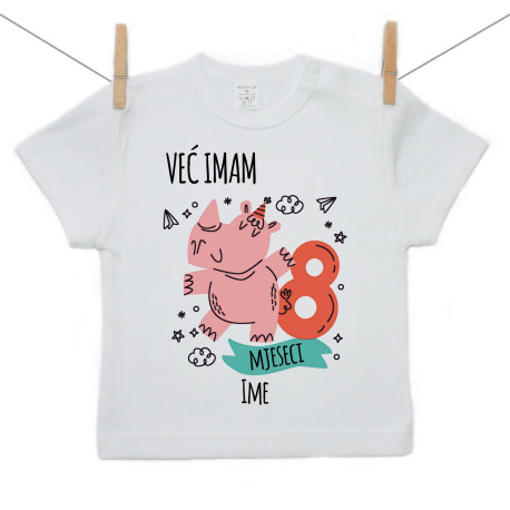 Majica s kratkim rukavom Već imam 8 mjeseci sa životinjicom