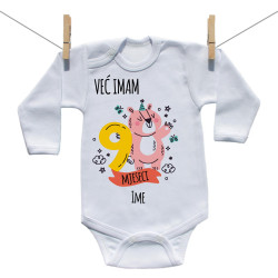 Bodije s dugim rukavom Već imam 9 mjeseci sa životinjicom