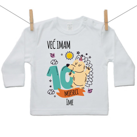 Majica s dugim rukavom Već imam 10 mjeseci sa životinjicom