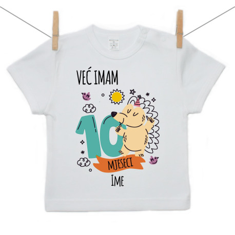 Majica s kratkim rukavom Već imam 10 mjeseci sa životinjicom Majica s kratkim rukavom Već imam 10 mjeseci sa životinjicom