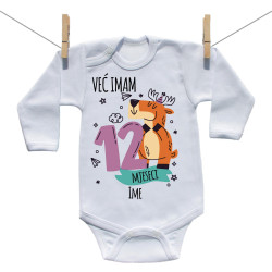 Bodije s dugim rukavom Već imam 12 mjeseci sa životinjicom