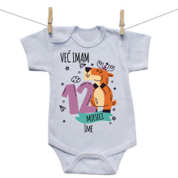 Bodije s kratkim rukavom Već imam 12 mjeseci sa životinjicom