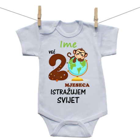 Bodije s kratkim rukavom Već 2 mjeseca istražujem svijet Bodije s kratkim rukavom Već 2 mjeseca istražujem svijet