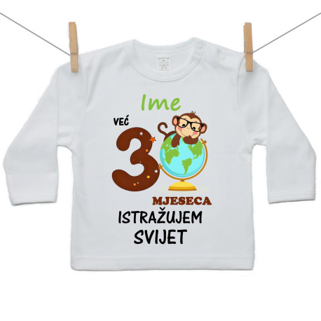 Majica s dugim rukavom Već 3 mjeseca istražujem svijet Majica s dugim rukavom Već 3 mjeseca istražujem svijet
