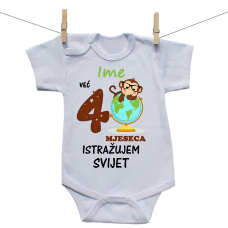 Bodije s kratkim rukavom Već 4 mjeseca istražujem svijet Bodije s kratkim rukavom Već 4 mjeseca istražujem svijet