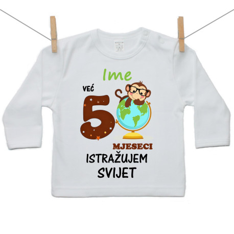 Majica s dugim rukavom Već 5 mjeseci istražujem svijet Majica s dugim rukavom Već 5 mjeseci istražujem svijet