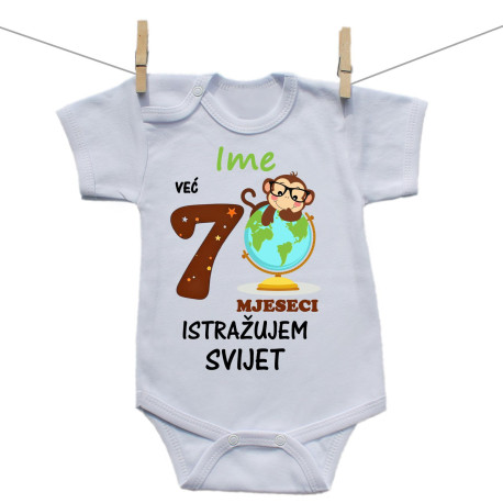 Bodije s kratkim rukavom Već 7 mjeseci istražujem svijet Bodije s kratkim rukavom Već 7 mjeseci istražujem svijet