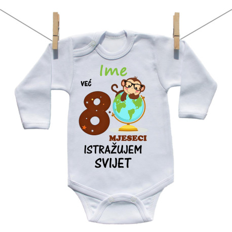 Bodije s dugim rukavom Već 8 mjeseci istražujem svijet Bodije s dugim rukavom Već 8 mjeseci istražujem svijet