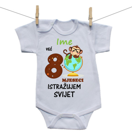 Bodije s kratkim rukavom Već 8 mjeseci istražujem svijet Bodije s kratkim rukavom Već 8 mjeseci istražujem svijet