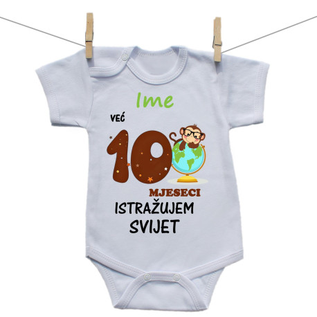 Bodije s kratkim rukavom Već 10 mjeseci istražujem svijet Bodije s kratkim rukavom Već 10 mjeseci istražujem svijet