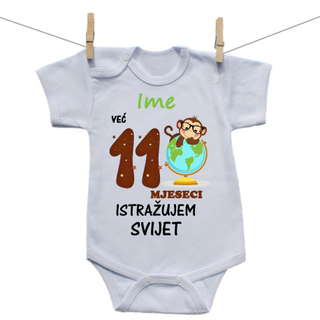 Bodije s kratkim rukavom Već 11 mjeseci istražujem svijet Bodije s kratkim rukavom Već 11 mjeseci istražujem svijet