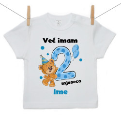 Majica s kratkim rukavom Već imam 2 mjeseca s medvjedićem i imenom djeteta - dječak