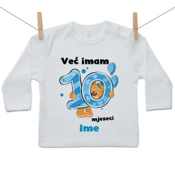 Majica s dugim rukavom Već imam 10 mjeseci s medvjedićem i imenom djeteta dječak