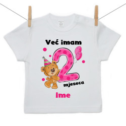 Majica s kratkim rukavom Već imam 2 mjeseca s medvjedićem i imenom djeteta Djevojčica