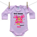Roze bodije s dugim rukavom Već imam 11 mjeseci s medvjedićem i imenom djeteta – Djevojčica