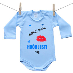 Plave bodije s dugim rukavom Nećuu pusu, hoću jesti!