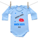 Plave bodije s dugim rukavom Nećuu pusu, hoću jesti!