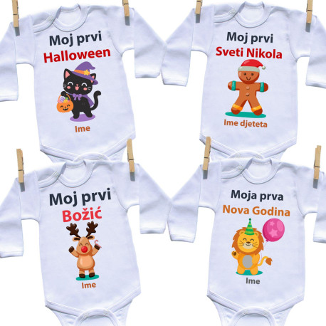Bajkoviti prvi blagdani od Halloweena do Nove godine - Komplet 4 bodija Bajkoviti prvi blagdani od Halloweena do Nove godine - Komplet 4 bodija